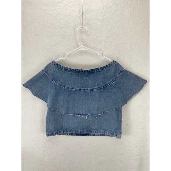 Levi’s Made & Crafted Denim Ruffle Top Women’s Size S Blue Chambray Blouse - Picture 9 of 9